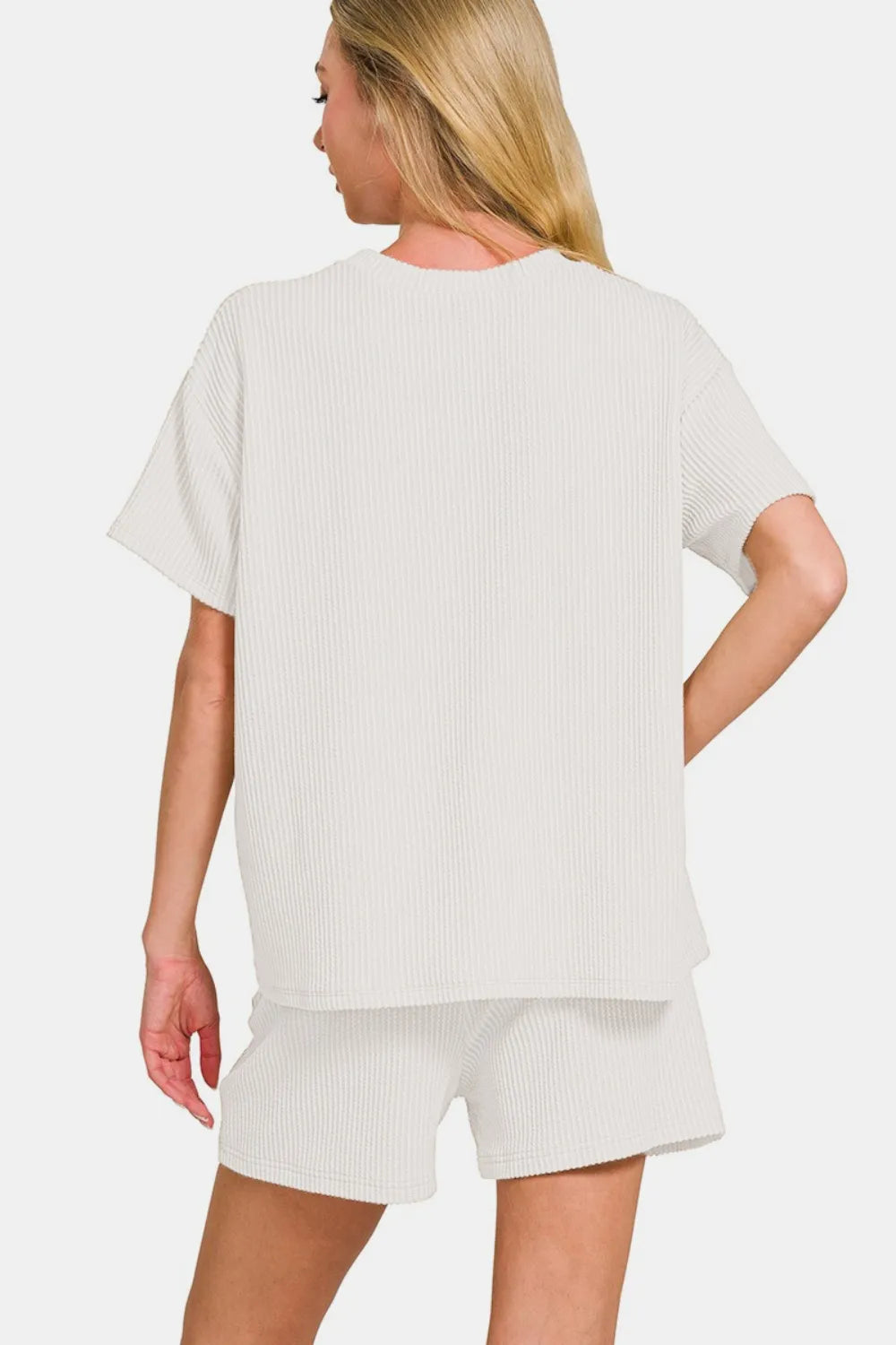 Zenana Rib Short Sleeve T-Shirt and Shorts Set OutfitFlow