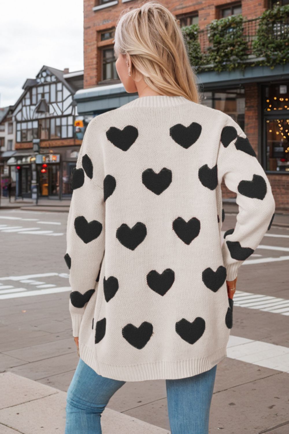 Outfit Flow - Heart Button Down Long Sleeve Cardigan