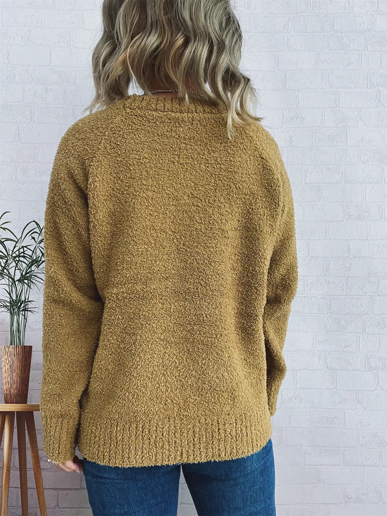Round Neck Raglan Sleeve Sweater OutfitFlow