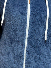 Cozy Fleece Hooded Longline Zip Up Outerwear OutfitFlow