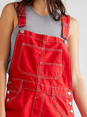 Wide Strap Square Neck Denim Overalls OutfitFlow