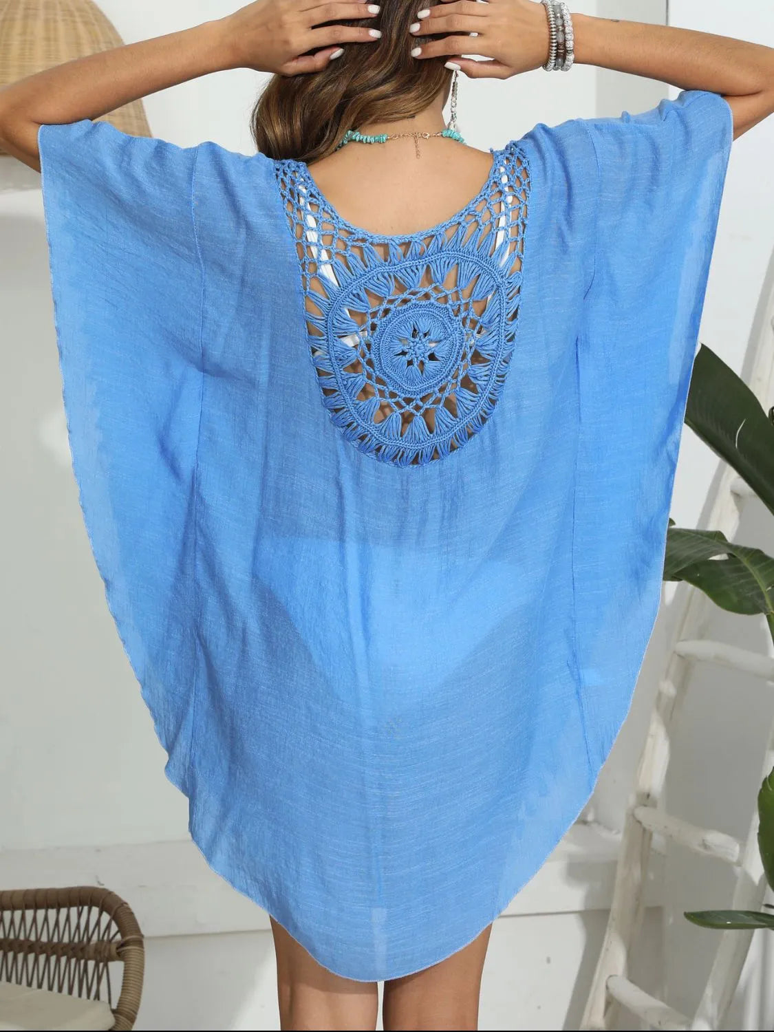Tassel Crochet Round Neck Cover-Up OutfitFlow
