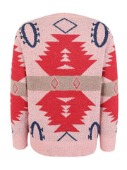 Geometric Round Neck Long Sleeve Sweater OutfitFlow