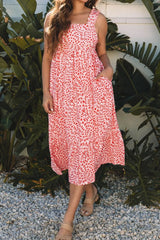 Geometric Print Knot Back Sleeveless Ruffle Hem Dress OutfitFlow