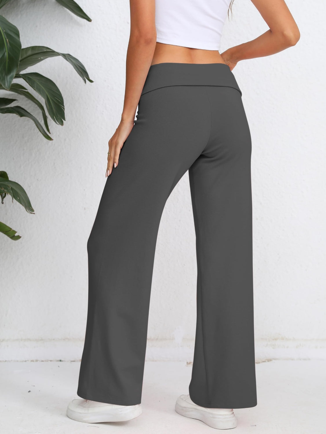 Elastic Waist Wide Leg Pants OutfitFlow