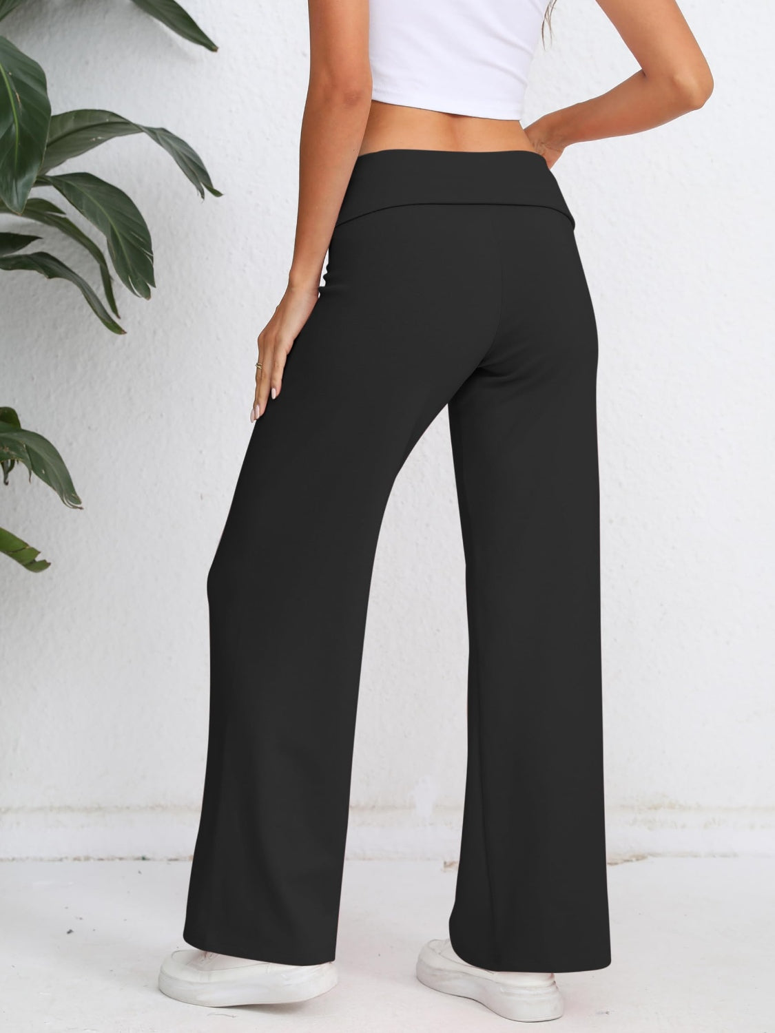 Elastic Waist Wide Leg Pants OutfitFlow