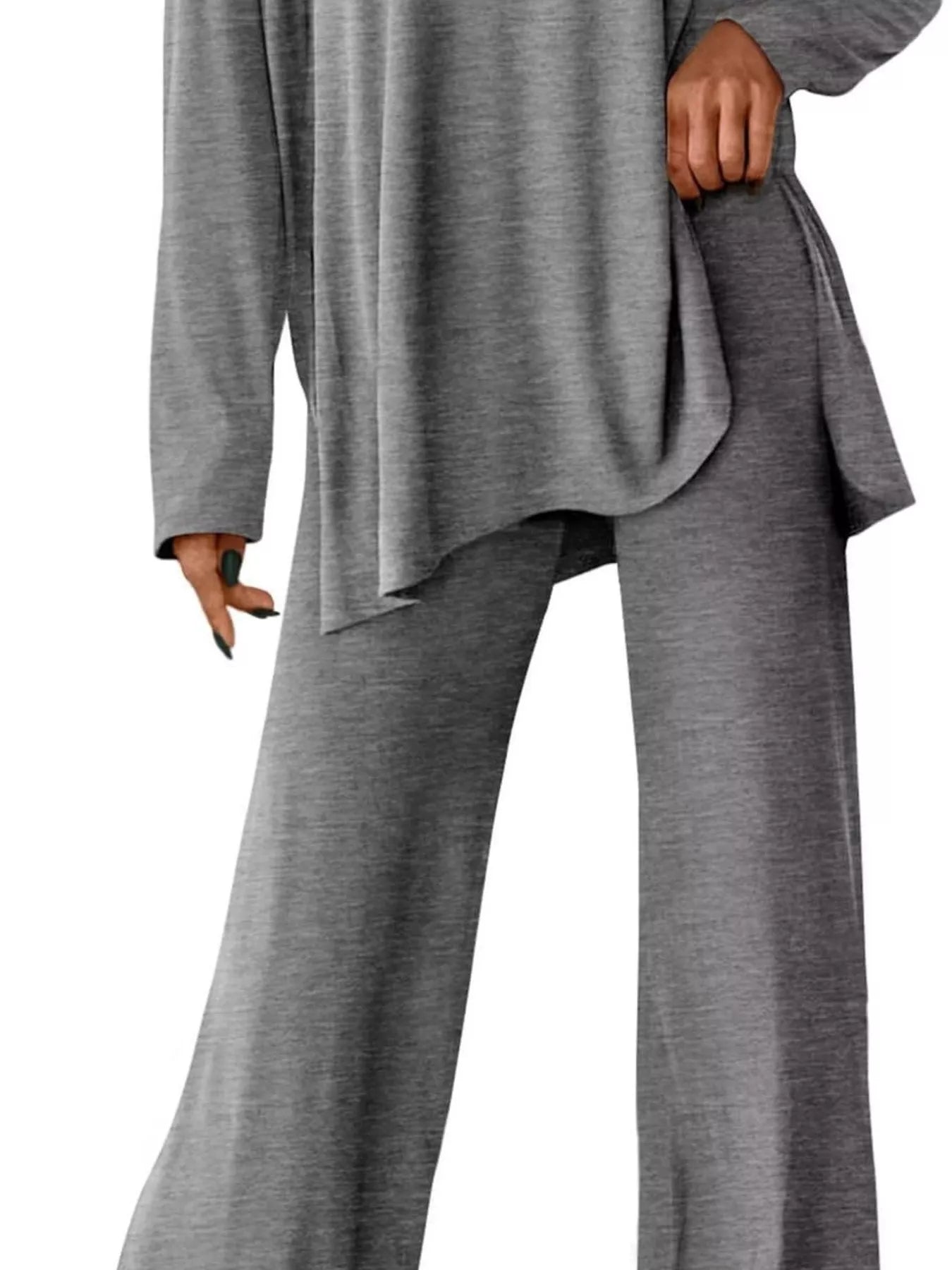 Casual Loose Long Sleeve Top and Wide Leg Pants Set Trendsi