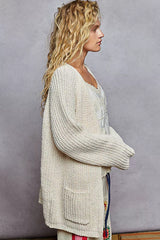 POL Open Front Knit Cardigan with Front Pocket OutfitFlow