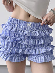 Plaid Ruffled Layered Shorts OutfitFlow
