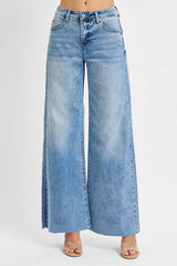 RISEN Full Size Tummy Control High Rise Ankle Palazzo Jeans Plus Size OutfitFlow