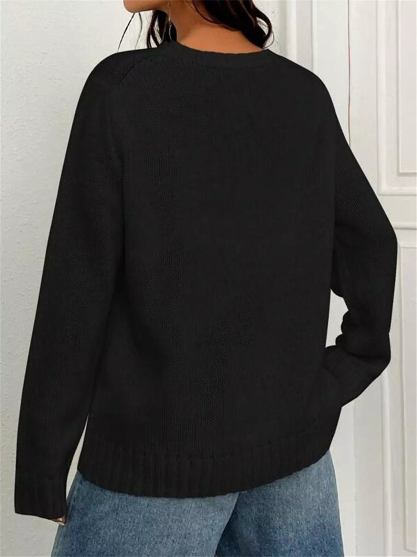 US Flag Round Neck Long Sleeve Sweater OutfitFlow