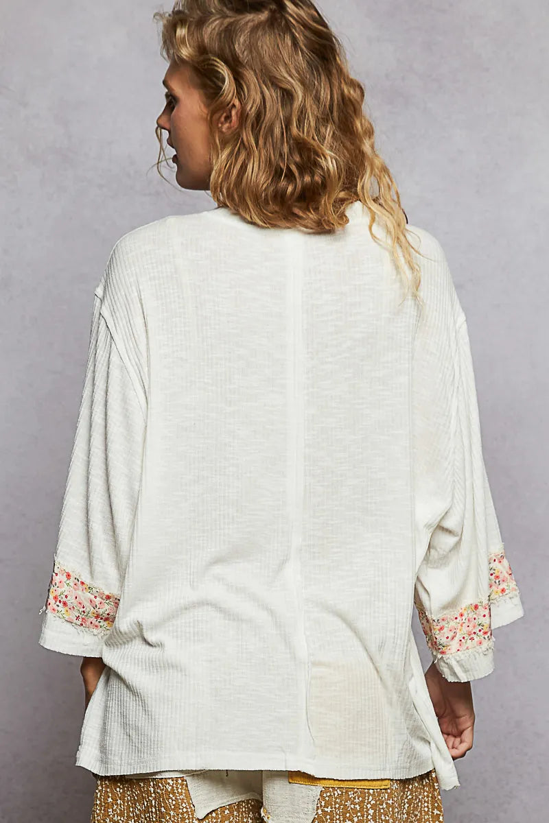 POL Floral Peace Patch Drop Shoulder T-Shirt OutfitFlow