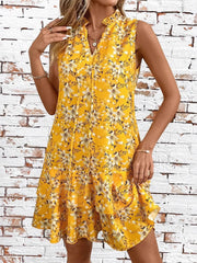 Ruffled Hem Sleeveless Mini Dress OutfitFlow