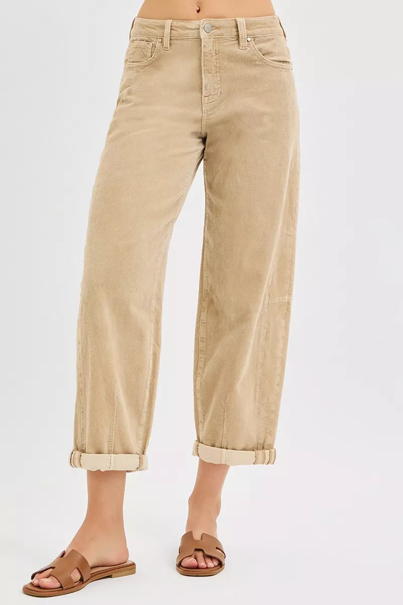 RISEN High Rise Crop Barrel Cordurory Pants OutfitFlow