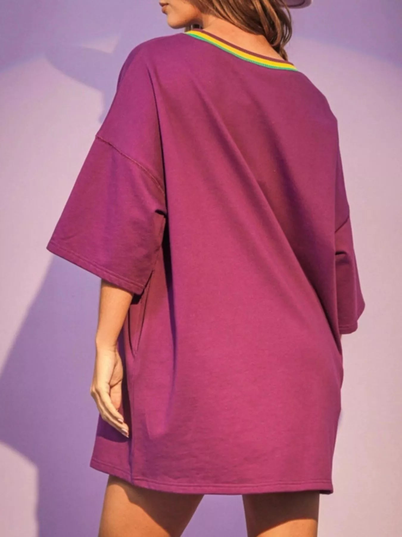 Sequin Round Neck 3/4 Sleeve Dress OutfitFlow