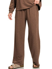 Zenana Slub Long Sleeve Top and Pants Lounge Set OutfitFlow