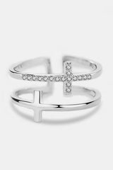 925 Sterling Silver Inland Zircon Cross Ring OutfitFlow