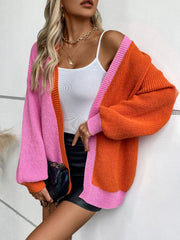 Color Block Open Front Knit Cardigan Trendsi