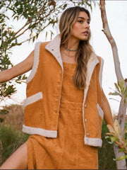 Button Up Sherpa Vest Coat Trendsi