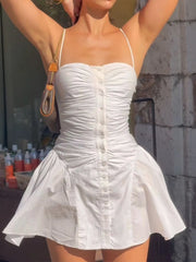 Ruched Button-Front Summer Dress OutfitFlow