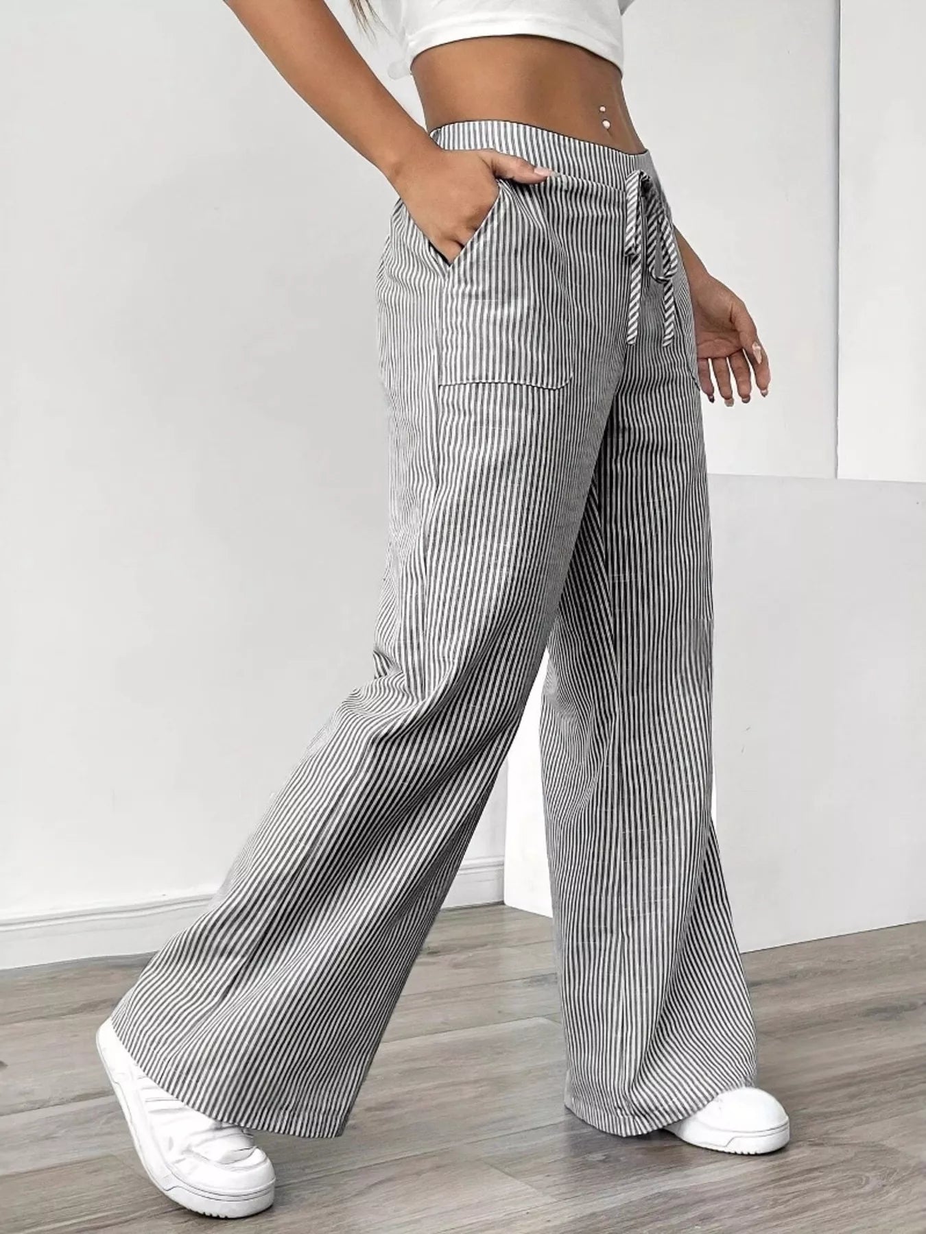 Striped Wide Leg Pants OutfitFlow