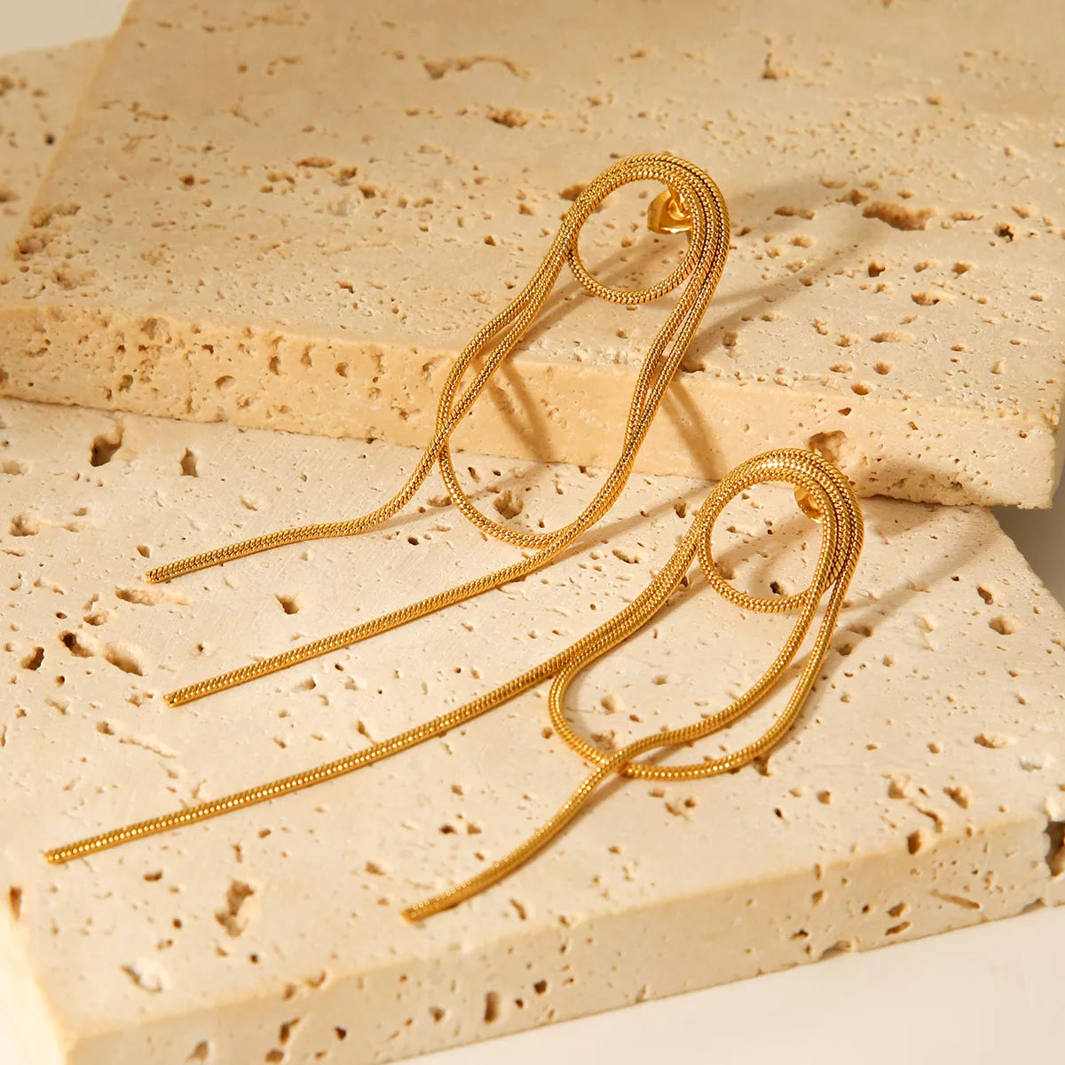 18K Gold-Plated Hoop Chain Earrings OutfitFlow