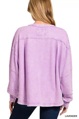 Zenana Acid Washed Exposed-Seam Sweatshirt OutfitFlow
