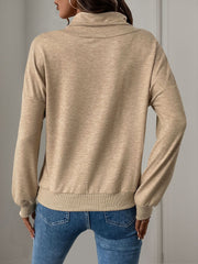 Outfit Flow - Perfee Asymmetric Mock Neck Long Sleeve Sweatshirt