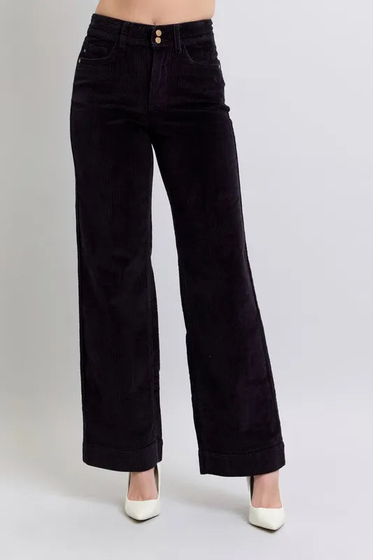 Judy Blue Full Size High Waist Corduroy Trouser Wide Plus Size OutfitFlow