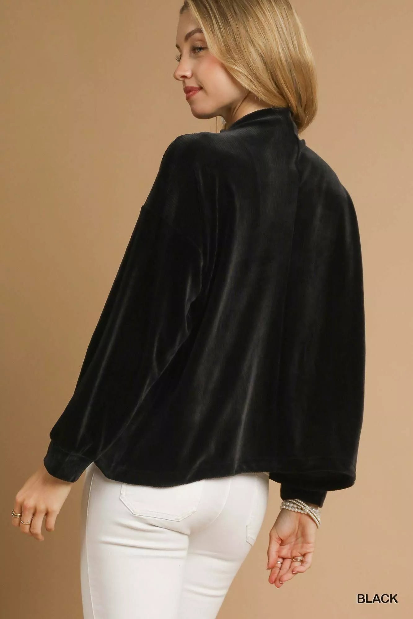 Umgee Ribbed Drawstring Hem Knit Top OutfitFlow