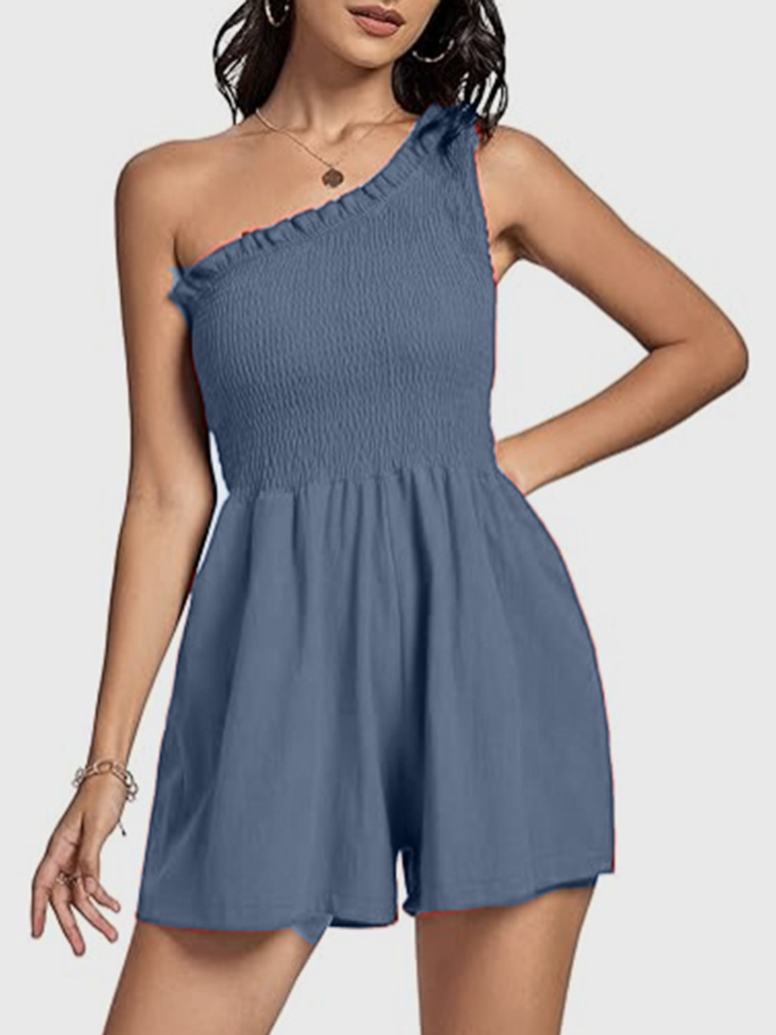 Outfit Flow - Smocked Single Shoulder Romper