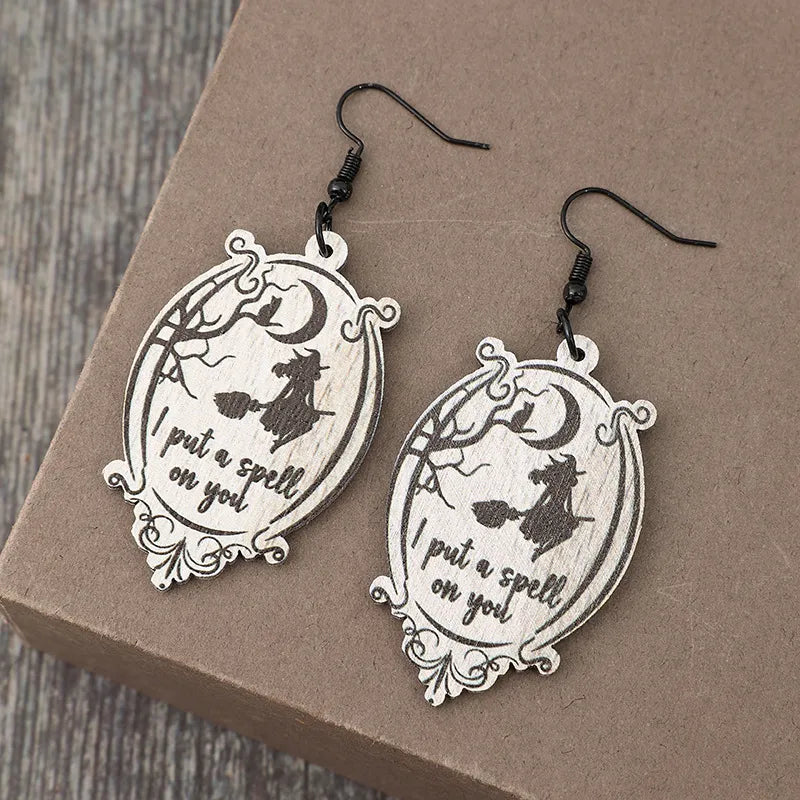 Witch Wooden Dangle Earrings OutfitFlow