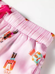 Nutcracker Print Contrast Trim Top and Shorts Pajama Set OutfitFlow