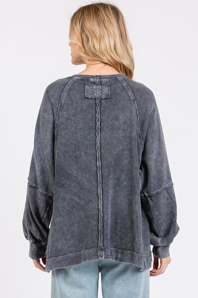 Mittoshop Mineral Wash Raglan Long Sleeve Oversized Top OutfitFlow