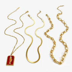 3-Piece 18K Gold-Plated Stainless Steel Necklace OutfitFlow