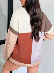 Color Block Textured Knit Sweater OutfitFlow
