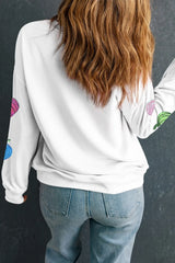 Pumpkin Round Neck Long Sleeve Sweatshirt OutfitFlow