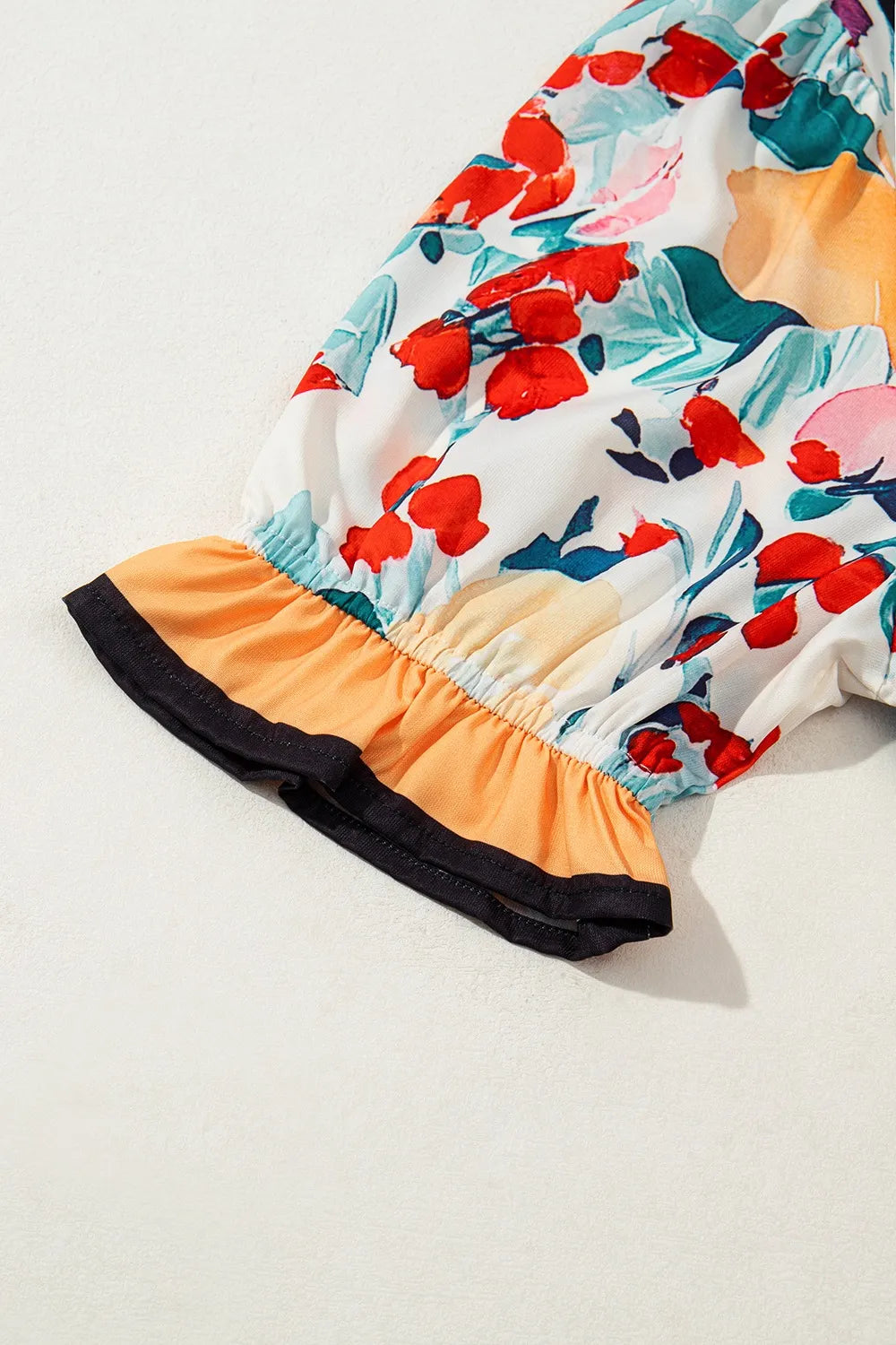 Floral Print Zipper Ruffled Short Sleeve High Waist Mini Dress OutfitFlow