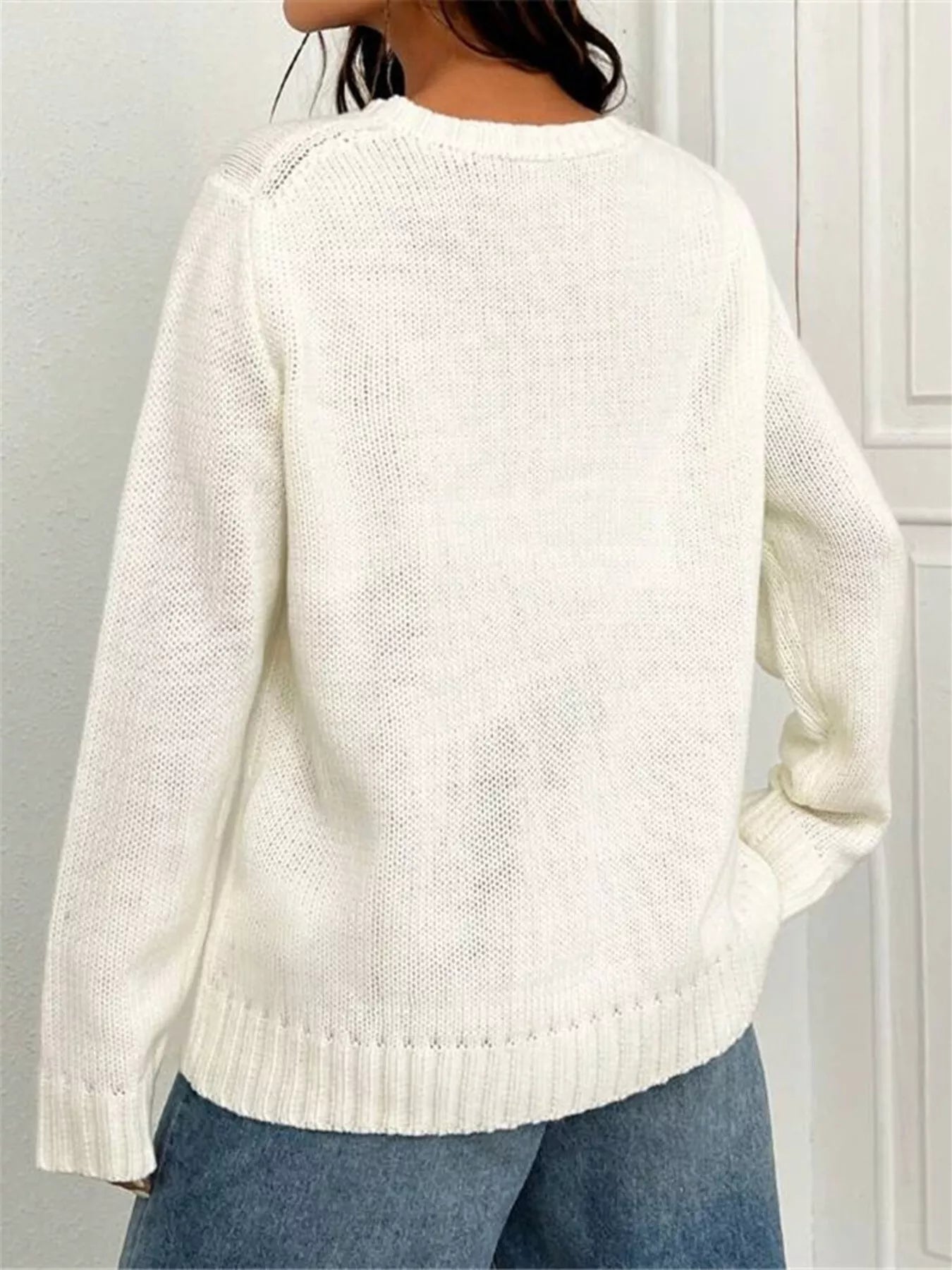 US Flag Round Neck Long Sleeve Sweater OutfitFlow