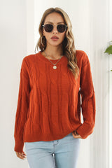 Round Neck Long Sleeve Sweater OutfitFlow