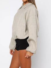 Oversized Zip-Up Drop Shoulder Jacket OutfitFlow