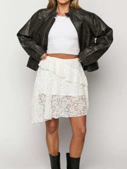 Lace Asymmetrical Mini Skirt OutfitFlow