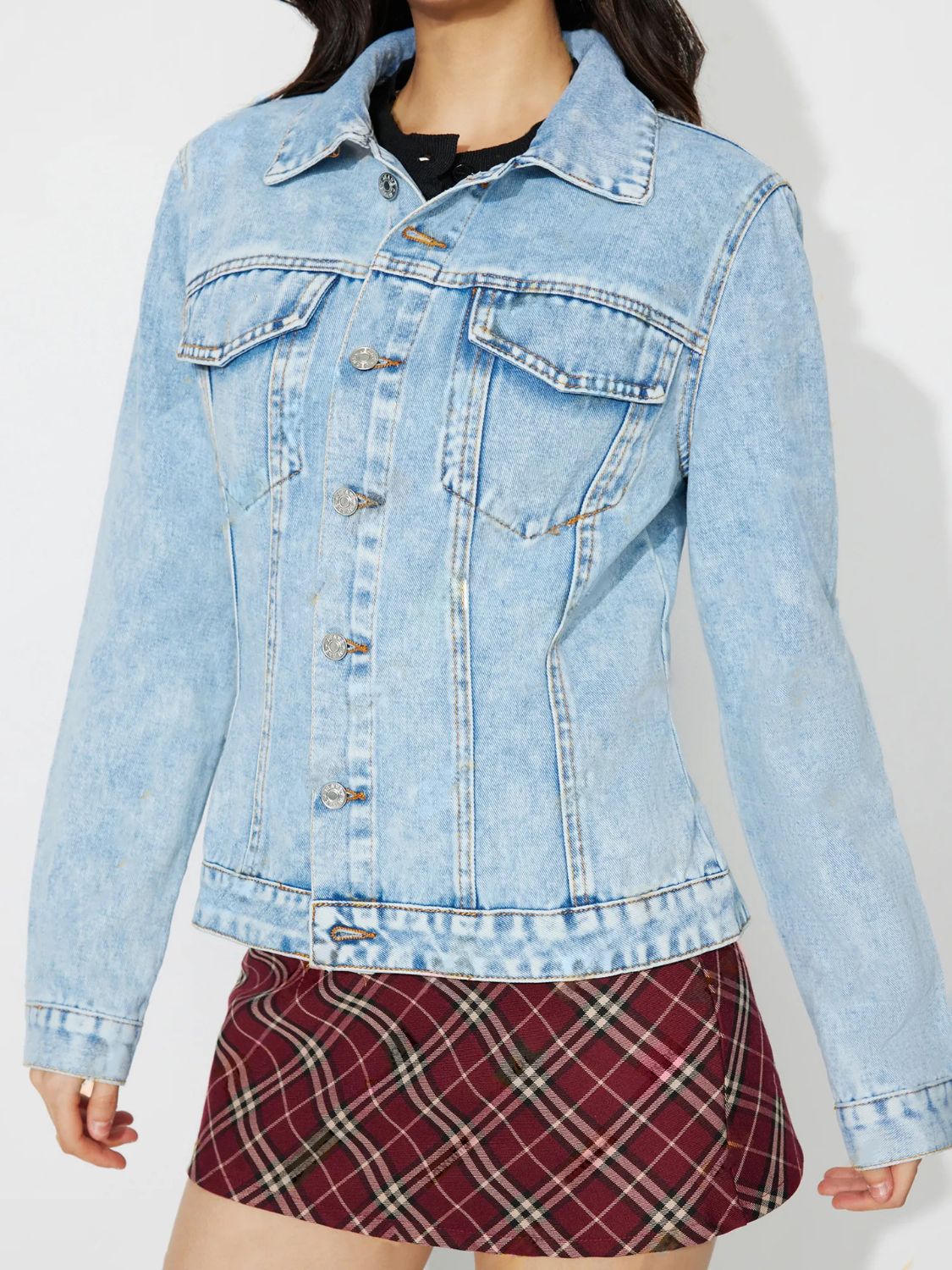 Button Up Long Sleeve Denim Jacket