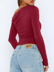 Ruffled Single Shoulder T-Shirt OutfitFlow
