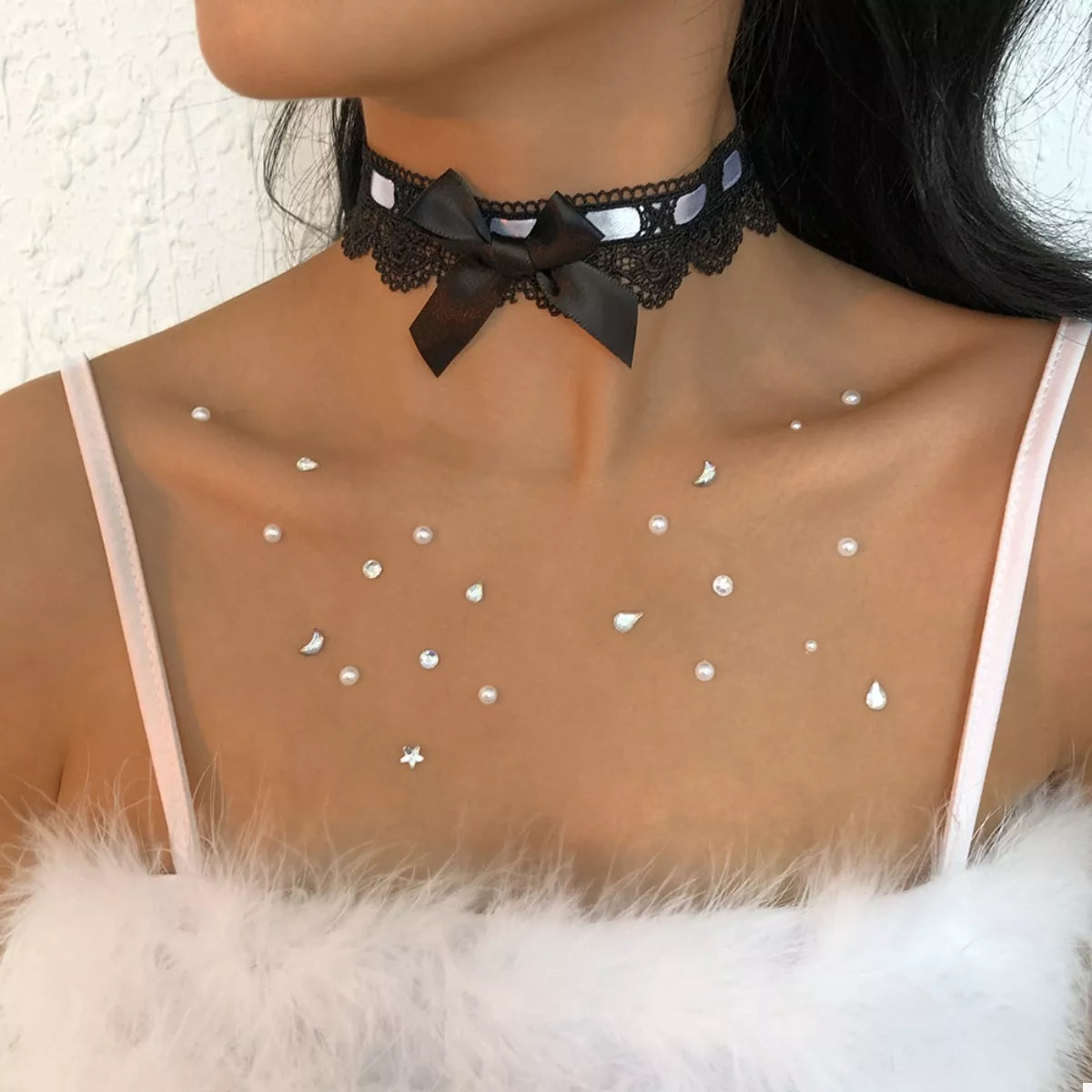 Lace Bow Choker Necklace OutfitFlow