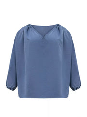 Plus Size V-Neck Long Sleeve Blouse OutfitFlow