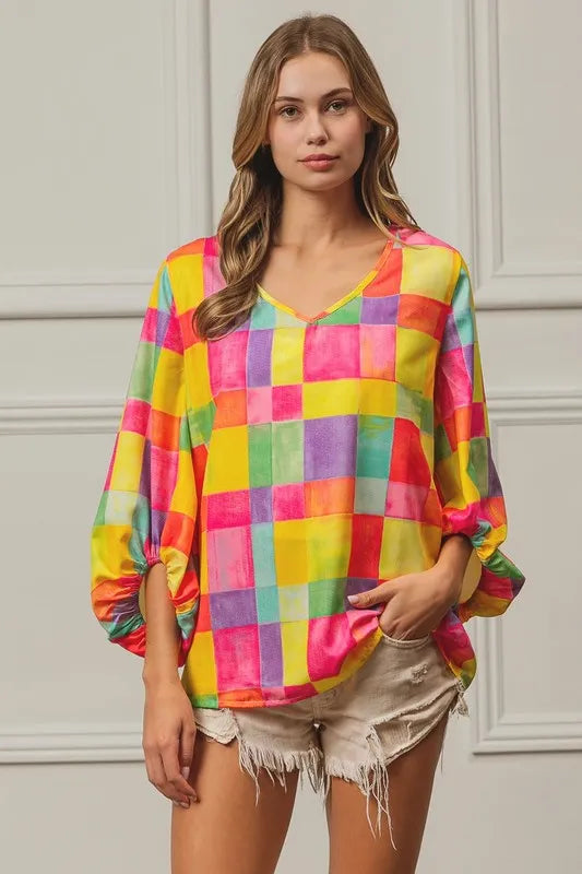BiBi Multi Block Bubble Pop Ballon Top OutfitFlow
