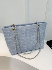 Tweed Chain Shoulder Bag Blue onesize OutfitFlow