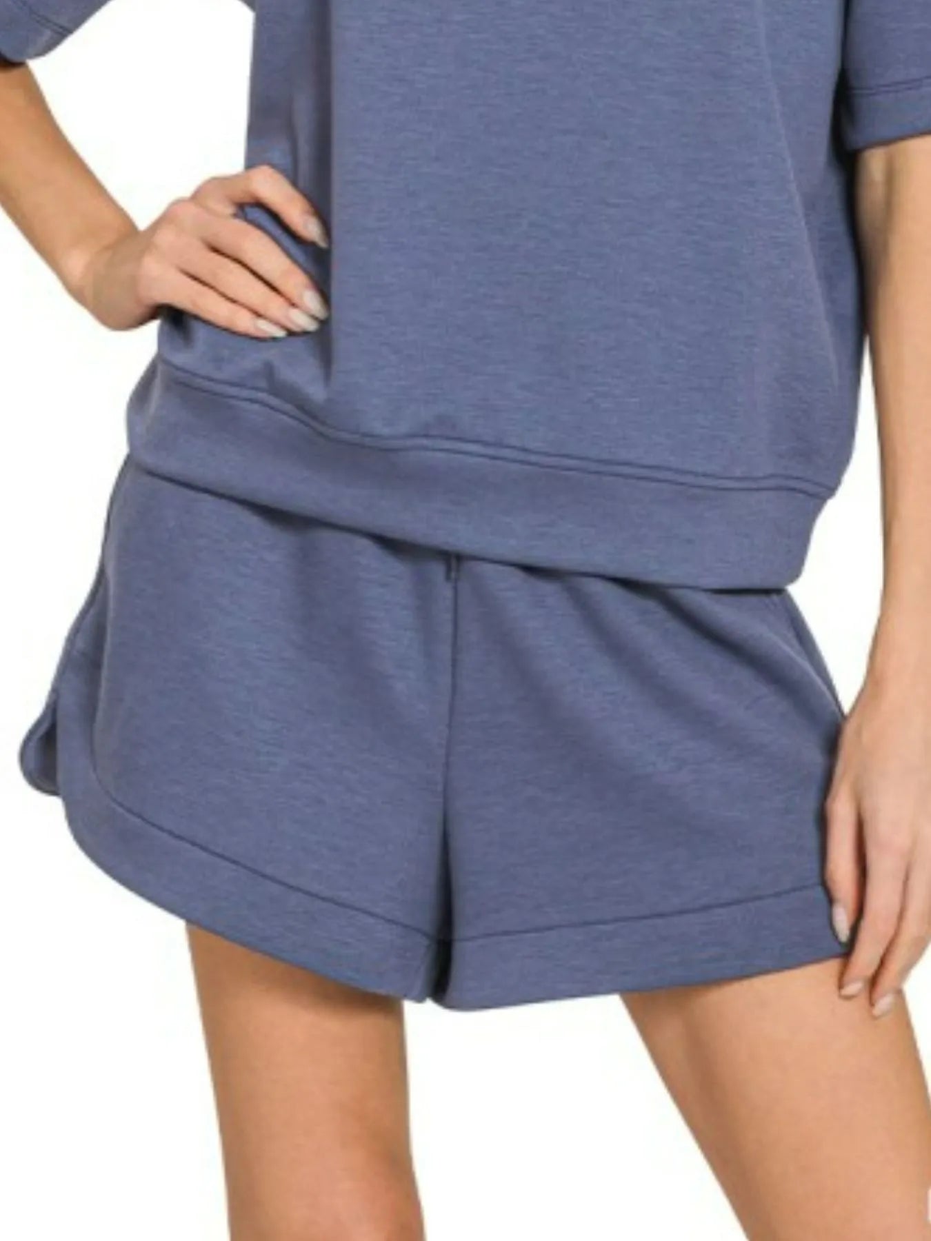 Zenana Scuba Short Sleeve Top & Shorts Set Trendsi