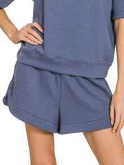 Zenana Scuba Short Sleeve Top & Shorts Set Trendsi